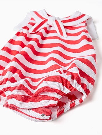Pagliaccetto in maglia a righe con colletto alla marinara