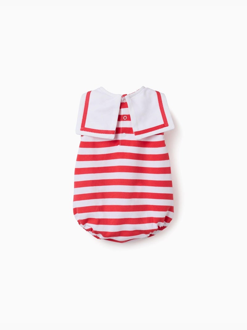 Pagliaccetto in maglia a righe con colletto alla marinara Rosso - Kiabi