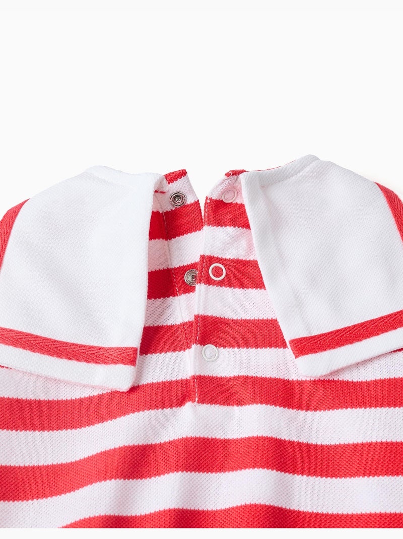 Pagliaccetto in maglia a righe con colletto alla marinara Rosso - Kiabi