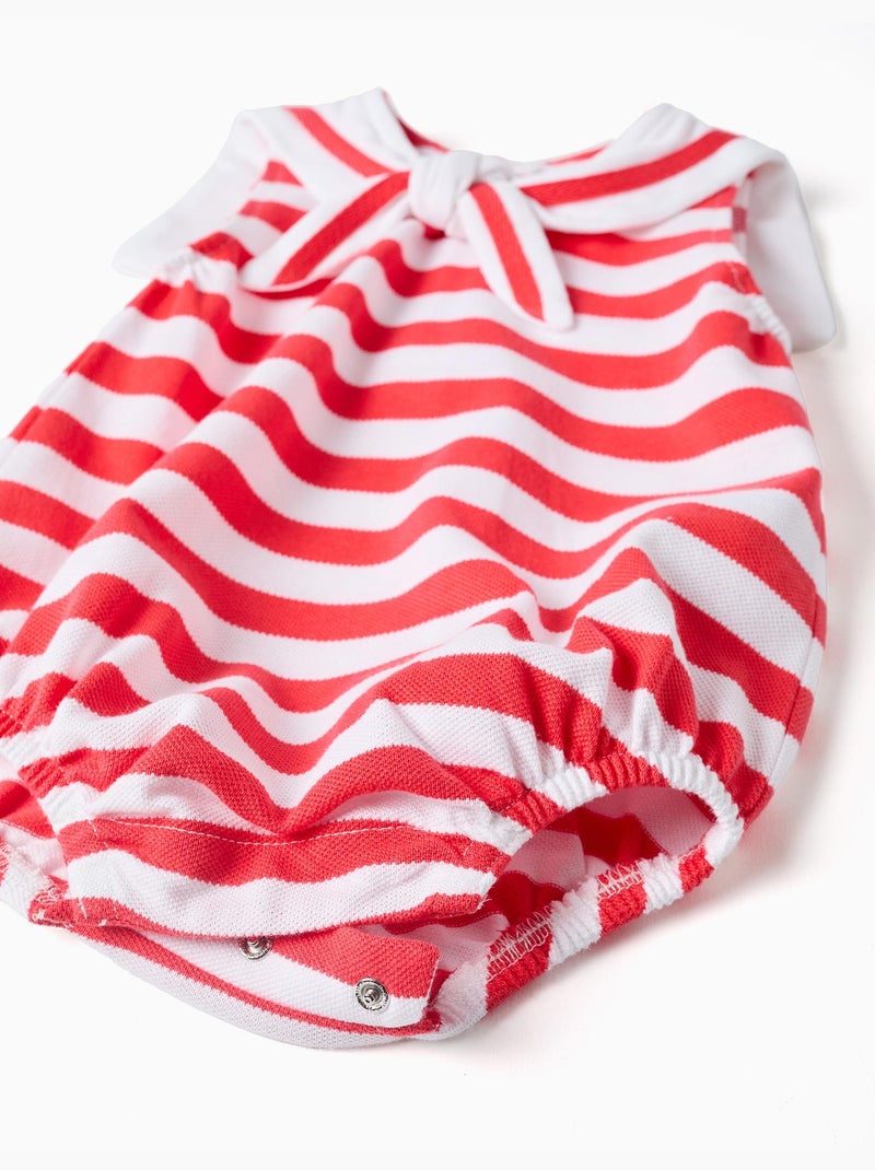 Pagliaccetto in maglia a righe con colletto alla marinara Rosso - Kiabi