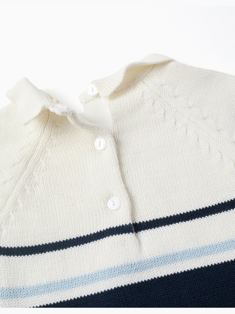 Pagliaccetto in maglia di cotone a righe Bianco - Kiabi