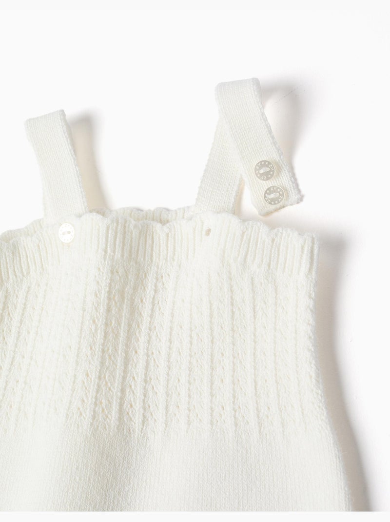 Pagliaccetto in maglia di cotone con dettaglio a traforo Bianco - Kiabi