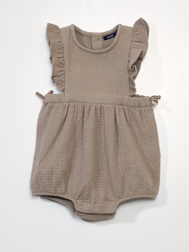 Pagliaccetto in maglia fantasia con volant BEIGE - Kiabi