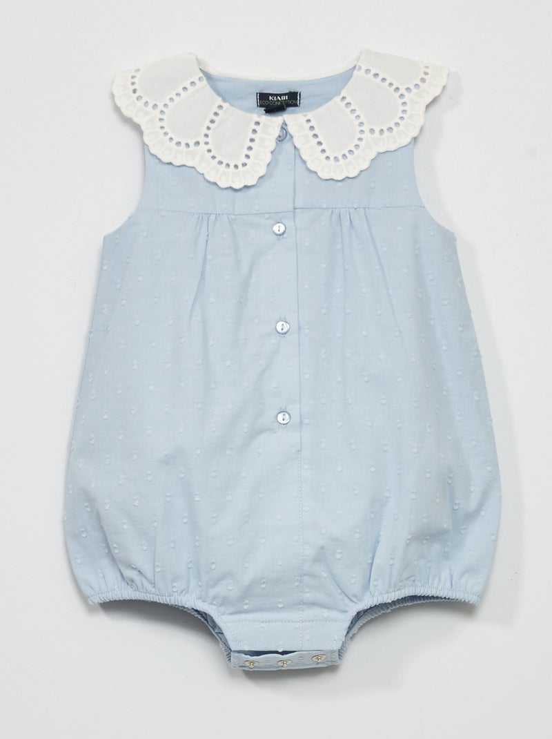 Pagliaccetto in plumetis con colletto claudine BLU - Kiabi