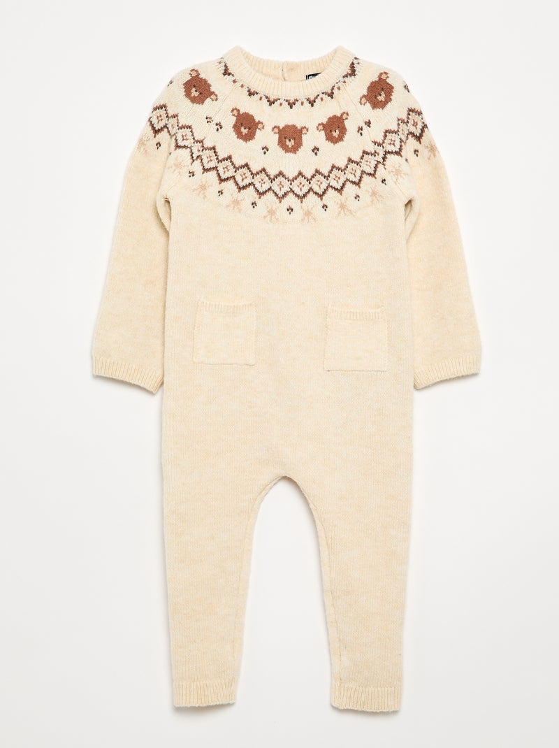 Pagliaccetto lungo in maglia jacquard Beige - Kiabi