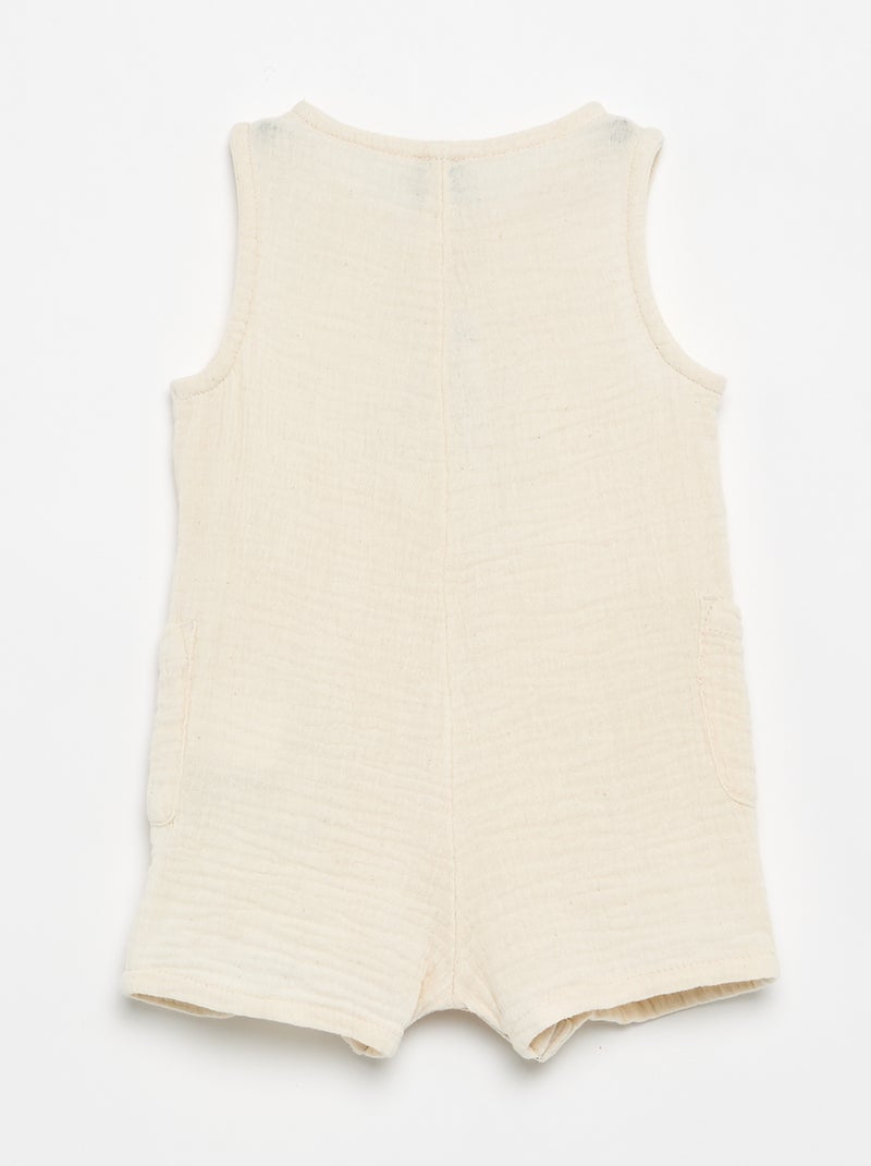 Pagliaccetto senza maniche in garza di cotone Beige - Kiabi