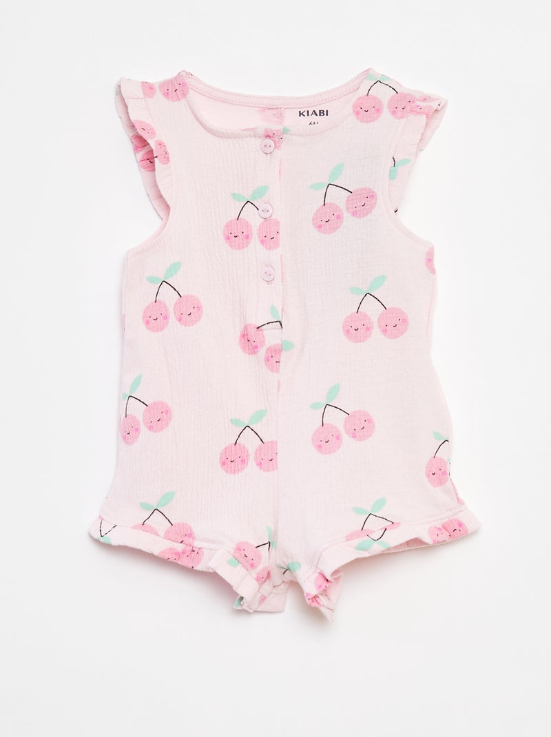 Pagliaccetto stampato in maglia arricciata ROSA - Kiabi