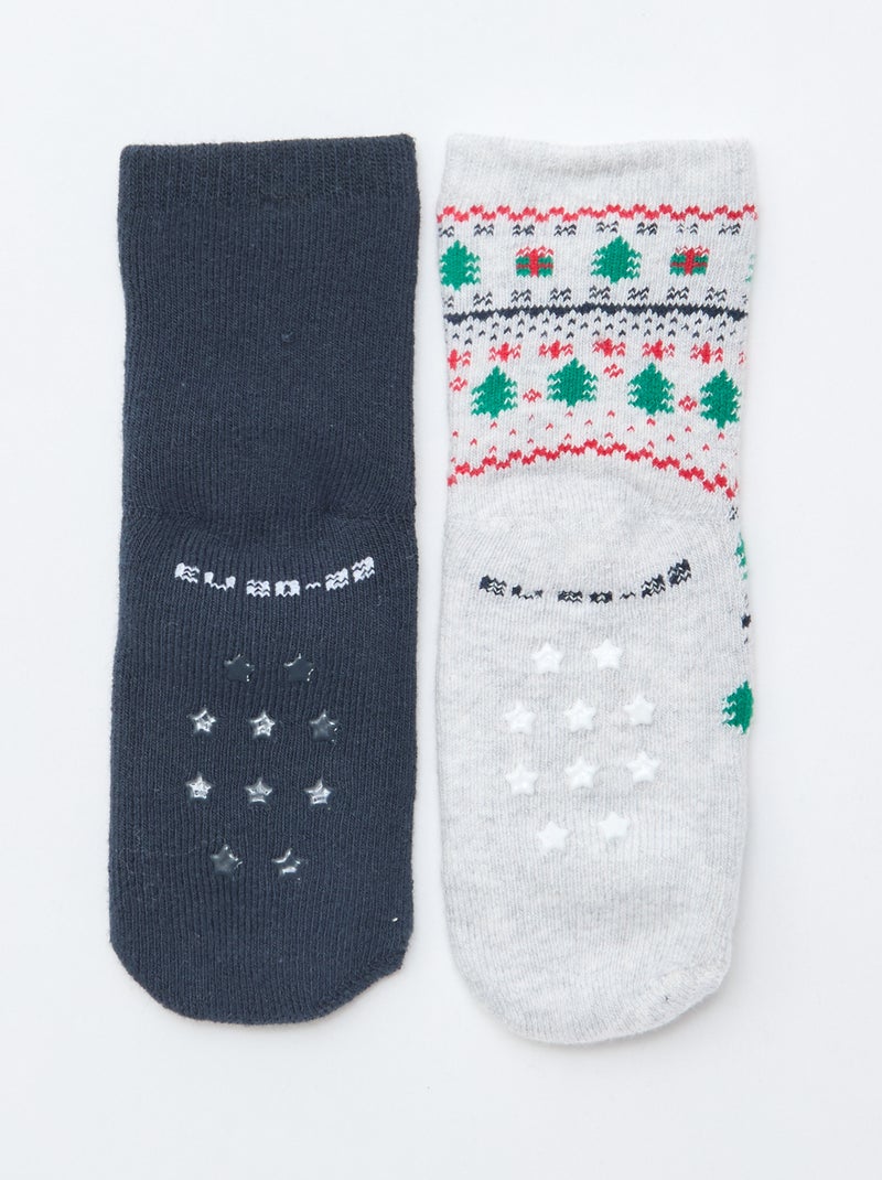 Paio di calzini fantasia antiscivolo Rosso - Kiabi