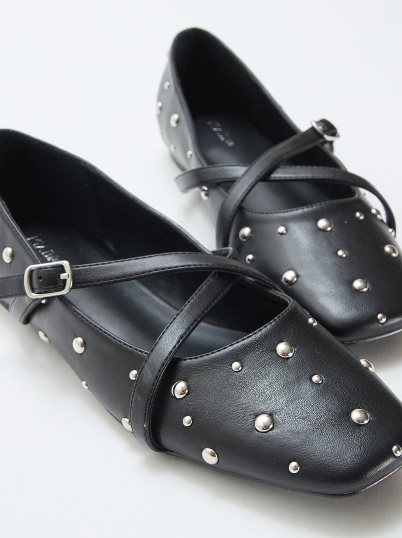Paio di décolleté in vernice con borchie argentate Nero - Kiabi