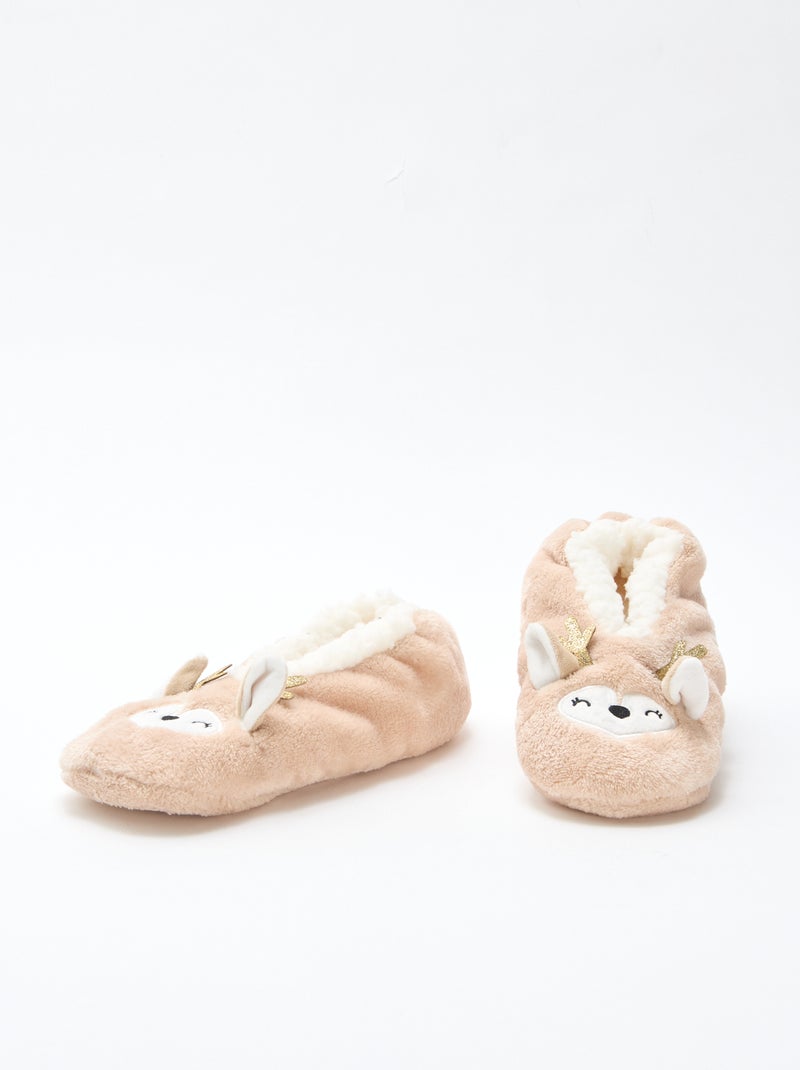 Paio di pantofole imbottite fantasia Beige - Kiabi