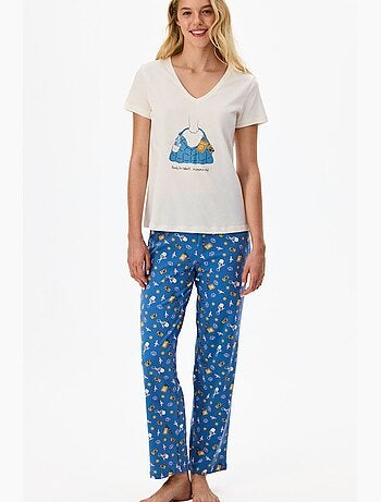 Pajamas only pigiama con pantaloni stampati e maniche corte penti