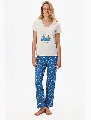 Pajamas only pigiama con pantaloni stampati e maniche corte penti