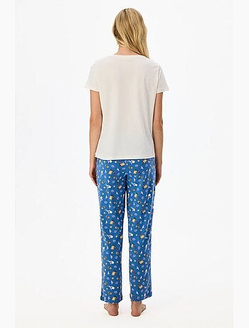 Pajamas only pigiama con pantaloni stampati e maniche corte penti