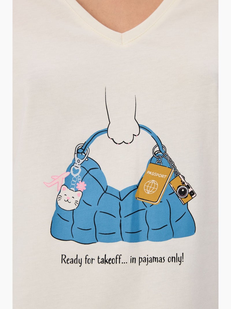 Pajamas only pigiama con pantaloni stampati e maniche corte penti Blu Bianco - Kiabi