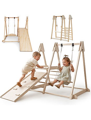 Palestra da interno in legno 3 in 1 mamabrum per bambini dai 3 anni
