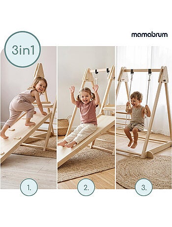 Palestra da interno in legno 3 in 1 mamabrum per bambini dai 3 anni