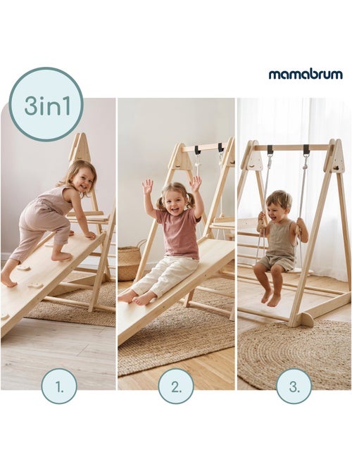 Palestra da interno in legno 3 in 1 mamabrum per bambini dai 3 anni - Kiabi Palestra da interno in legno 3 in 1 mamabrum per bambini dai 3 anni - Kiabi