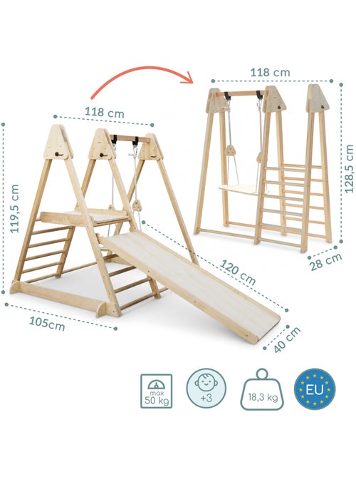 Palestra da interno in legno 3 in 1 mamabrum per bambini dai 3 anni - Kiabi Palestra da interno in legno 3 in 1 mamabrum per bambini dai 3 anni - Kiabi