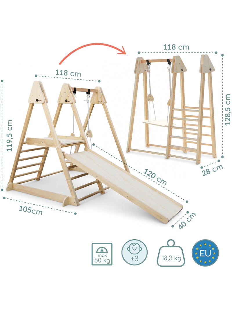 Palestra da interno in legno 3 in 1 mamabrum per bambini dai 3 anni Beige - Kiabi
