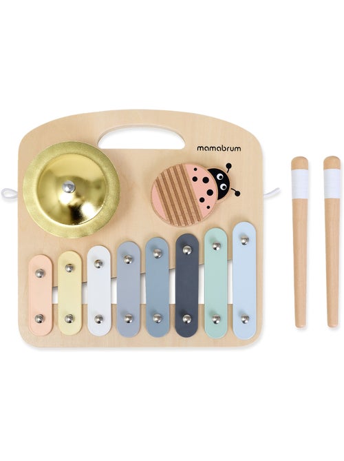 Pannello musicale legno metallofono 8 note piatto guiro mamabrum - Kiabi