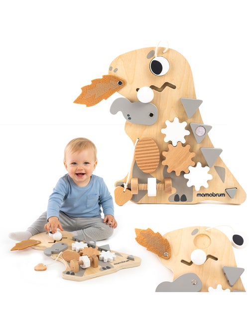 Pannello sensoriale legno dinosauro 10in1 25x30cm montessori mamabrum - Kiabi Pannello sensoriale legno dinosauro 10in1 25x30cm montessori mamabrum - Kiabi