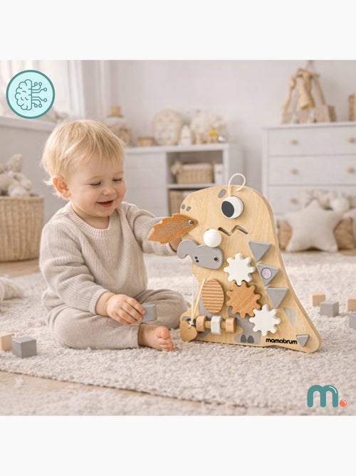 Pannello sensoriale legno dinosauro 10in1 25x30cm montessori mamabrum - Kiabi Pannello sensoriale legno dinosauro 10in1 25x30cm montessori mamabrum - Kiabi