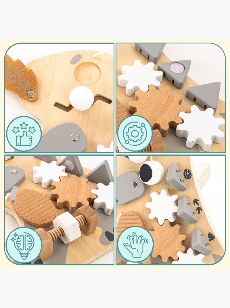 Pannello sensoriale legno dinosauro 10in1 25x30cm montessori mamabrum N/D - Kiabi