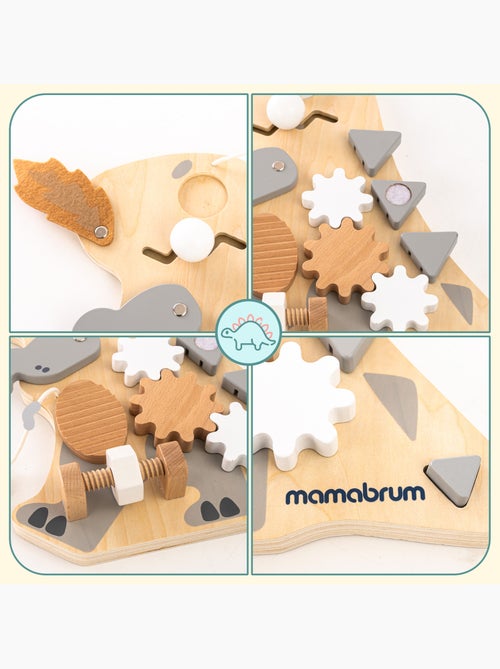 Pannello sensoriale legno dinosauro 10in1 25x30cm montessori mamabrum - Kiabi Pannello sensoriale legno dinosauro 10in1 25x30cm montessori mamabrum - Kiabi