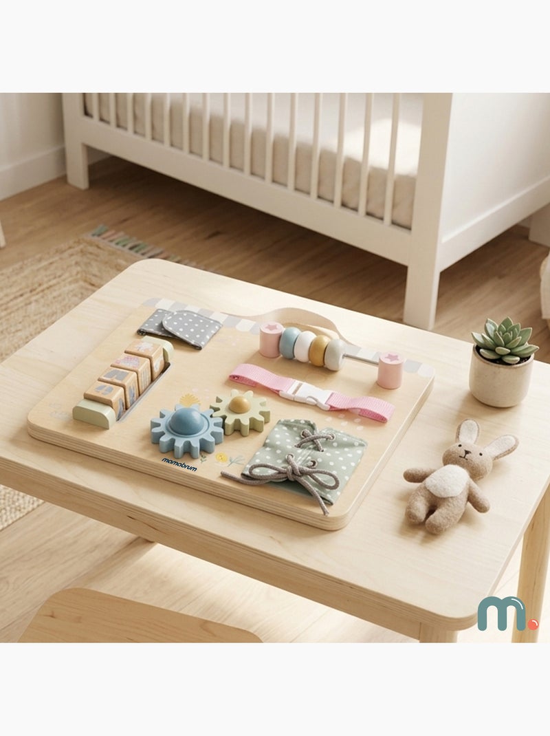Pannello sensoriale legno fattoria 30x24cm 6 attivita ingranaggi mamabrum N/D - Kiabi
