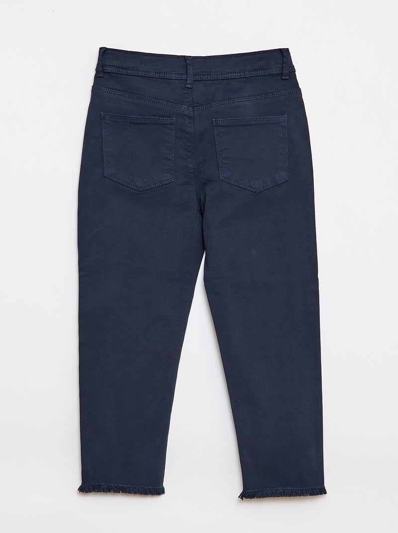 Pantacourt in denim con finiture a taglio vivo Blu - Kiabi