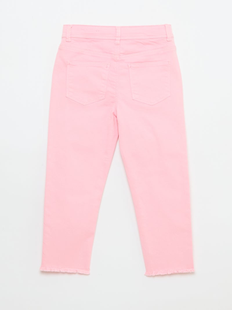 Pantacourt in denim con finiture a taglio vivo Rosa - Kiabi