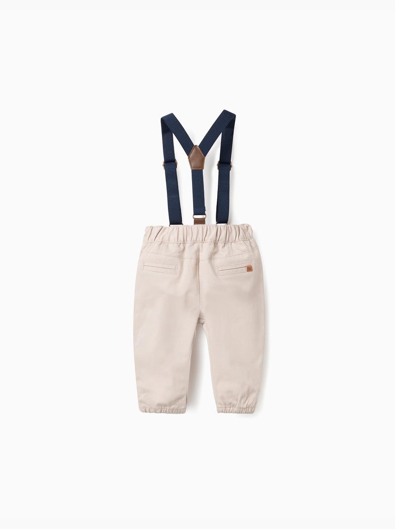 Pantalon en Sergé avec Bretelles Amovibles Grigio chiaro - Kiabi