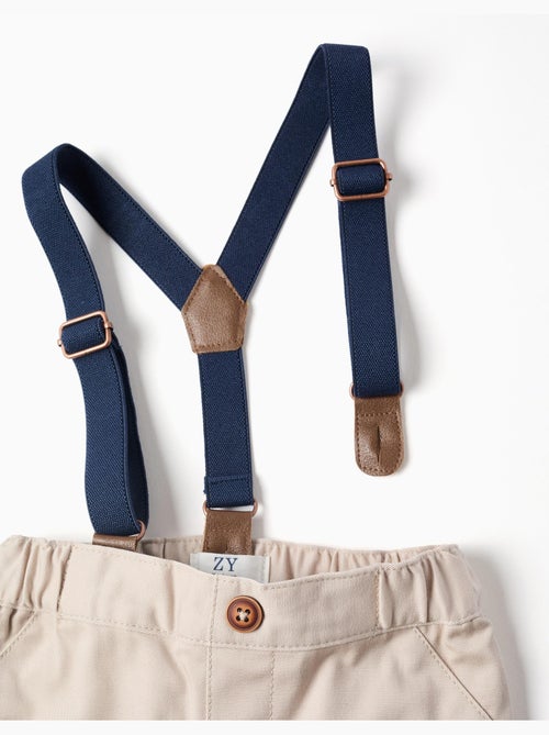 Pantalon en Sergé avec Bretelles Amovibles - Kiabi