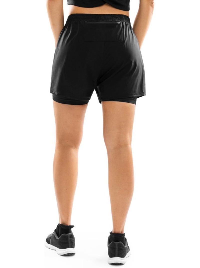 Pantaloncini 2 in 1 da allenamento da donna fitness donna purpose Nero - Kiabi
