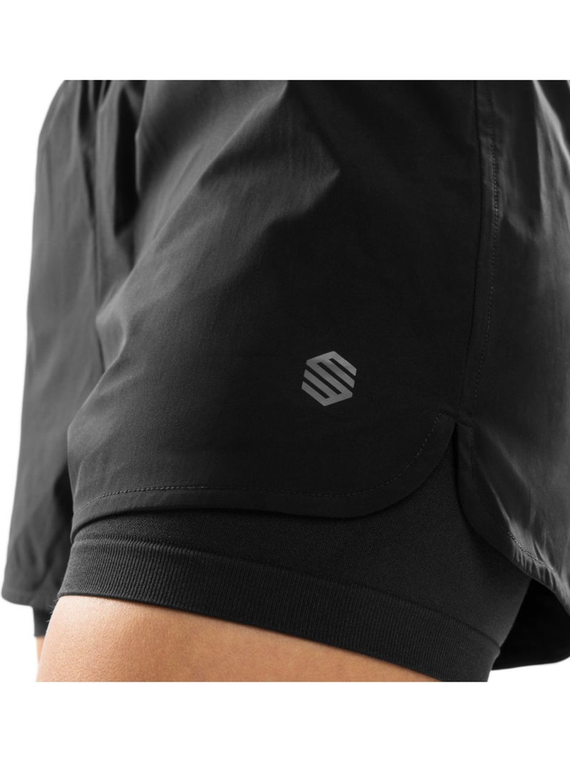 Pantaloncini 2 in 1 da allenamento da donna fitness donna purpose Nero - Kiabi
