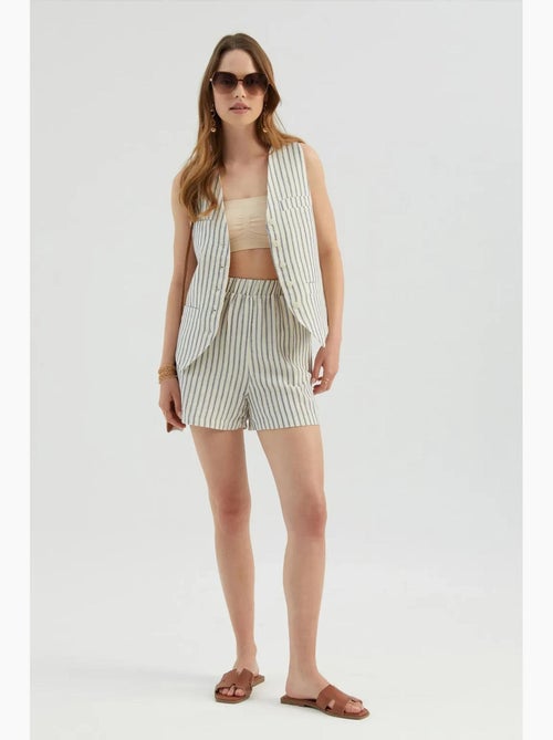 Pantaloncini a righe con vita alta elasticizzata hiccup - Kiabi Pantaloncini a righe con vita alta elasticizzata hiccup - Kiabi