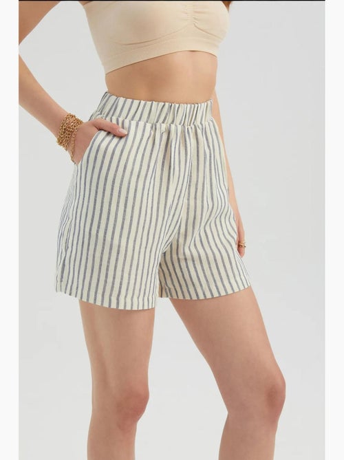 Pantaloncini a righe con vita alta elasticizzata hiccup - Kiabi Pantaloncini a righe con vita alta elasticizzata hiccup - Kiabi