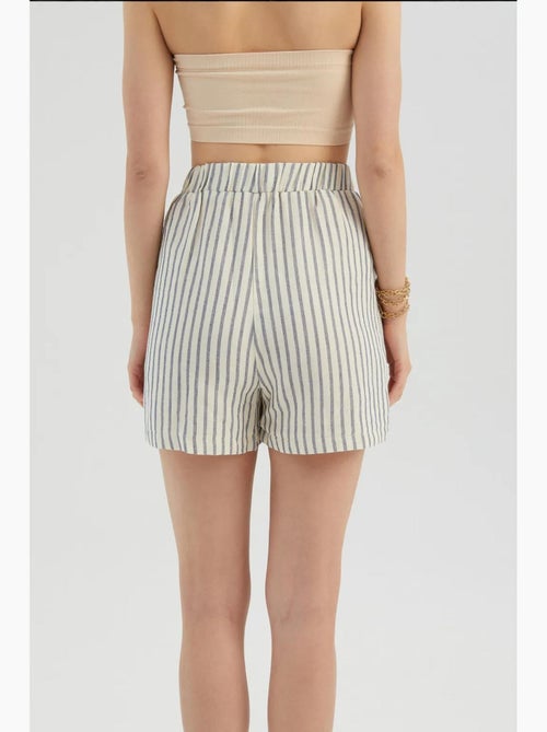 Pantaloncini a righe con vita alta elasticizzata hiccup - Kiabi Pantaloncini a righe con vita alta elasticizzata hiccup - Kiabi