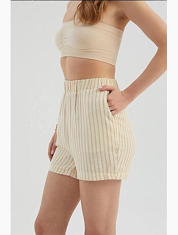 Pantaloncini a righe con vita alta elasticizzata