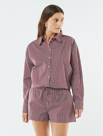 Pantaloncini a righe in popeline
