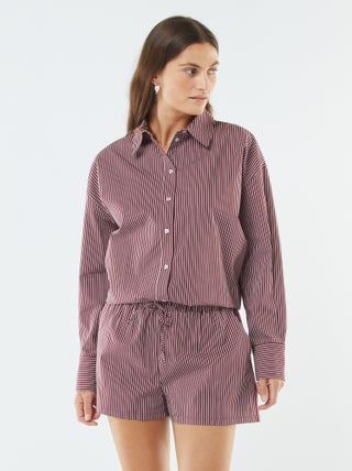 Pantaloncini a righe in popeline