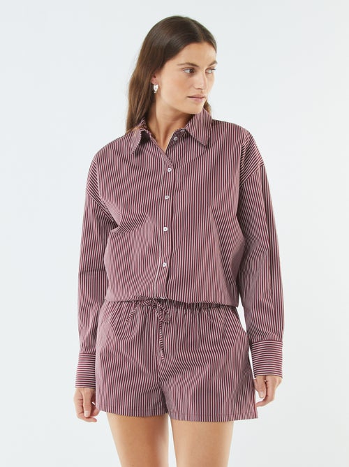 Pantaloncini a righe in popeline - Kiabi
