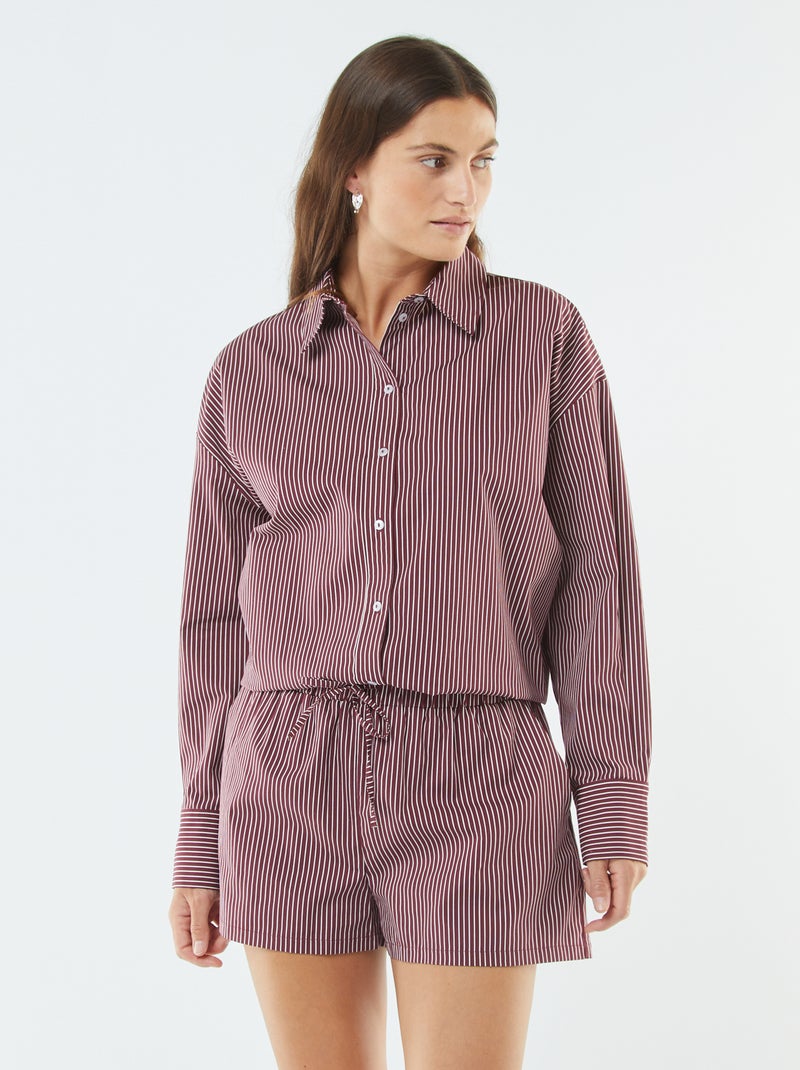 Pantaloncini a righe in popeline Rosso - Kiabi