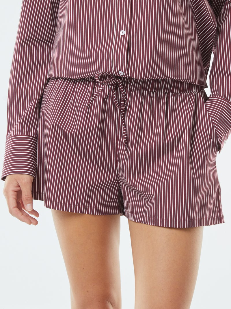 Pantaloncini a righe in popeline Rosso - Kiabi