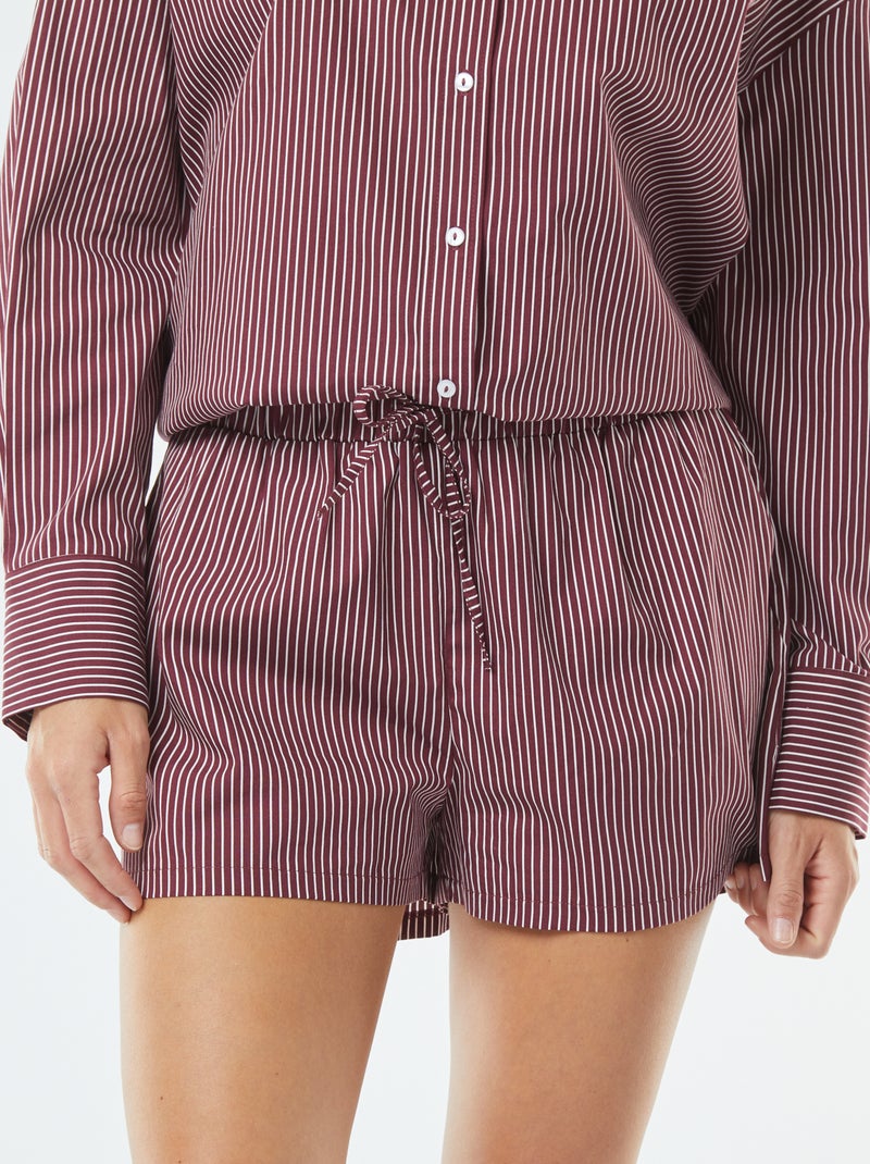 Pantaloncini a righe in popeline Rosso - Kiabi
