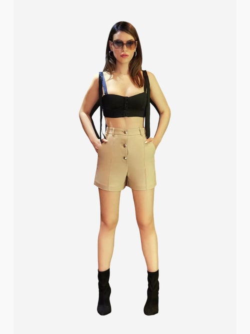 Pantaloncini a vita alta con bottoni hiccup - Kiabi Pantaloncini a vita alta con bottoni hiccup - Kiabi