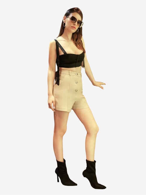 Pantaloncini a vita alta con bottoni hiccup - Kiabi Pantaloncini a vita alta con bottoni hiccup - Kiabi
