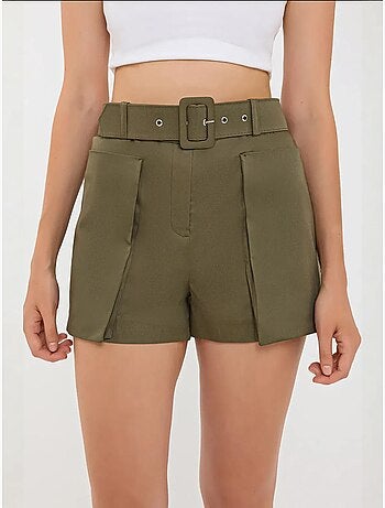 Pantaloncini a vita alta in cotone con tasca e cintura hiccup