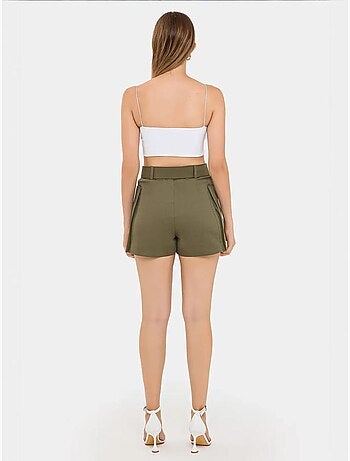 Pantaloncini a vita alta in cotone con tasca e cintura hiccup