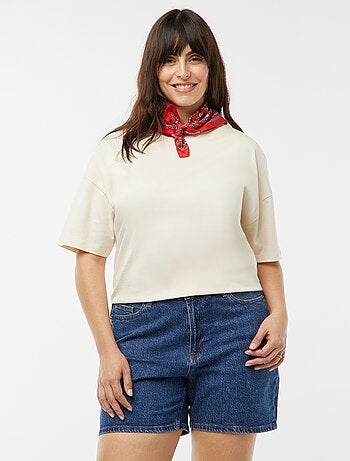 Pantaloncini a vita alta in jeans 5 tasche